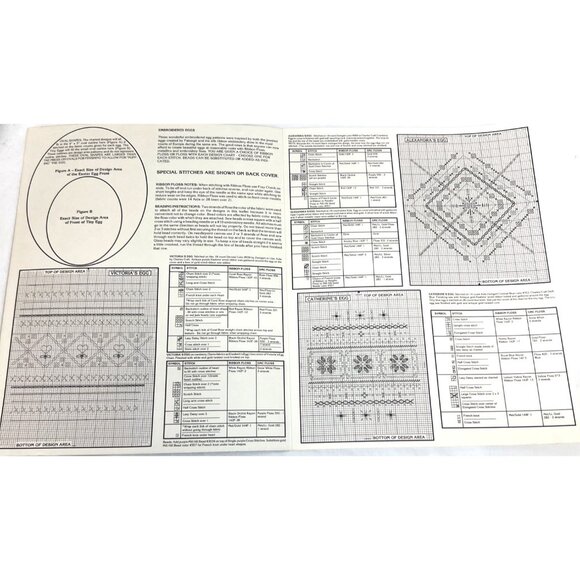 "Embroidered Eggs Unlimited No.55 Cross Stitch & Ribbon Embroidery Pattern Bookl - Picture 3 of 3